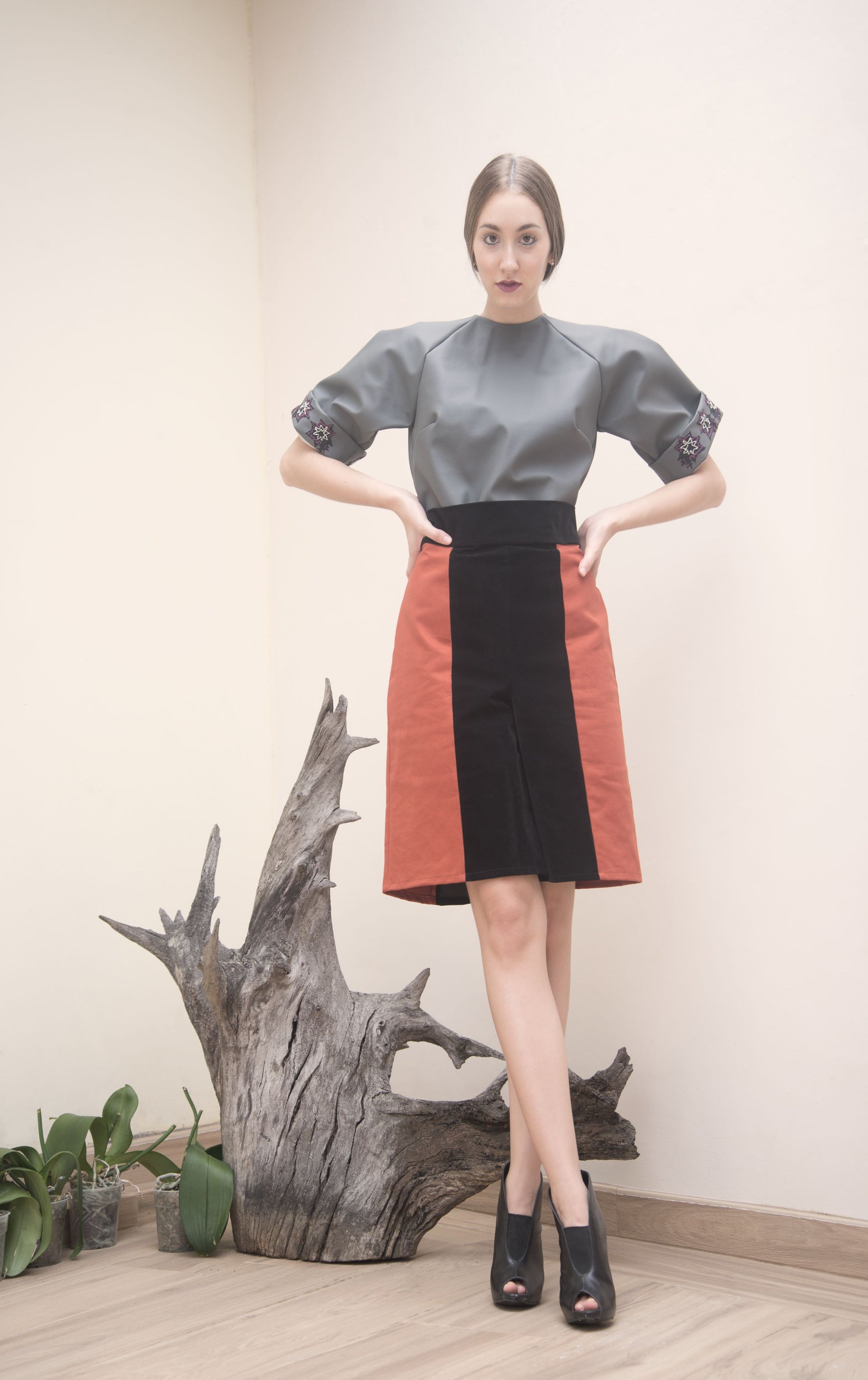 Synthetic Leather Blouse